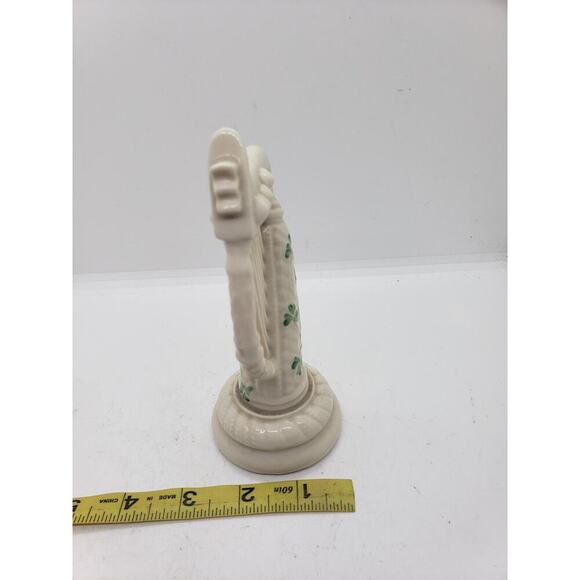 Vintage Belleek Harp Figurine Porcelain Shamrock Celtic Made in Ireland Irish - Picture 6 of 8